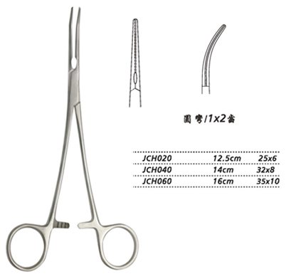 金鐘無(wú)損傷止血鉗  JCH060 16cm 圓彎 32×10 1×2齒